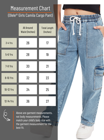 Olele® Girls Camila Cargo Pant - Cotton Denim