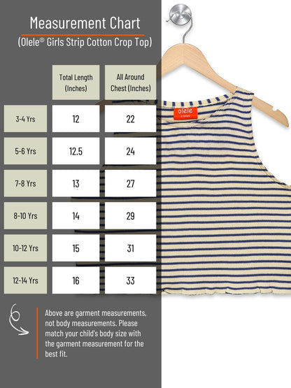Olele® Girls Strip Cotton Crop Top - White