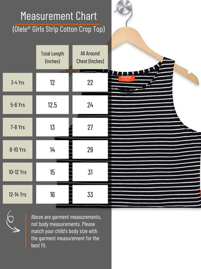 Olele® Girls Strip Cotton Crop Top - Blue
