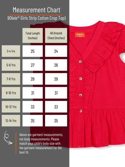 Olele® Victoria Ruffle Cotton Sleeveless Top for Girls - Red