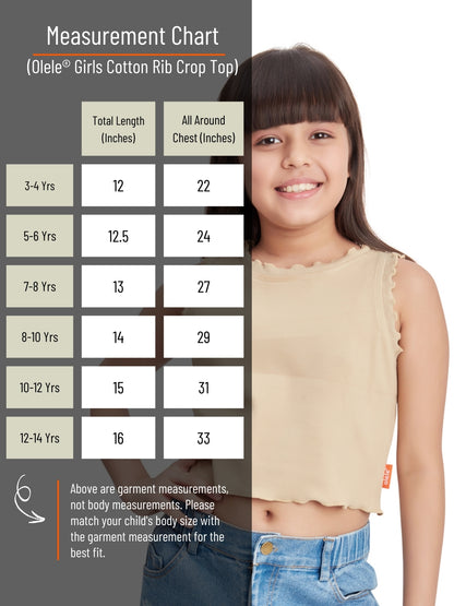 Olele® Girls Cotton Rib Crop Top - Almond Brown