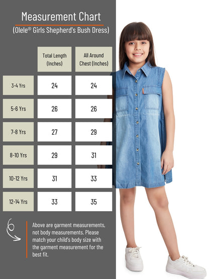 Olele® Girls Shepherd's Bush Sleeveless Shirt Dress - Cotton Denim