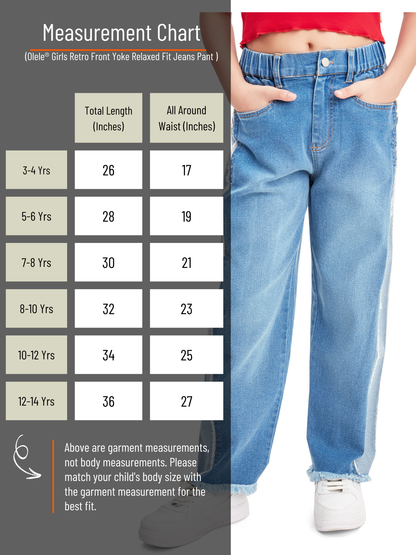 Olele® Girls Down Town Relaxed Fit Jeans Pant - Cotton Denim