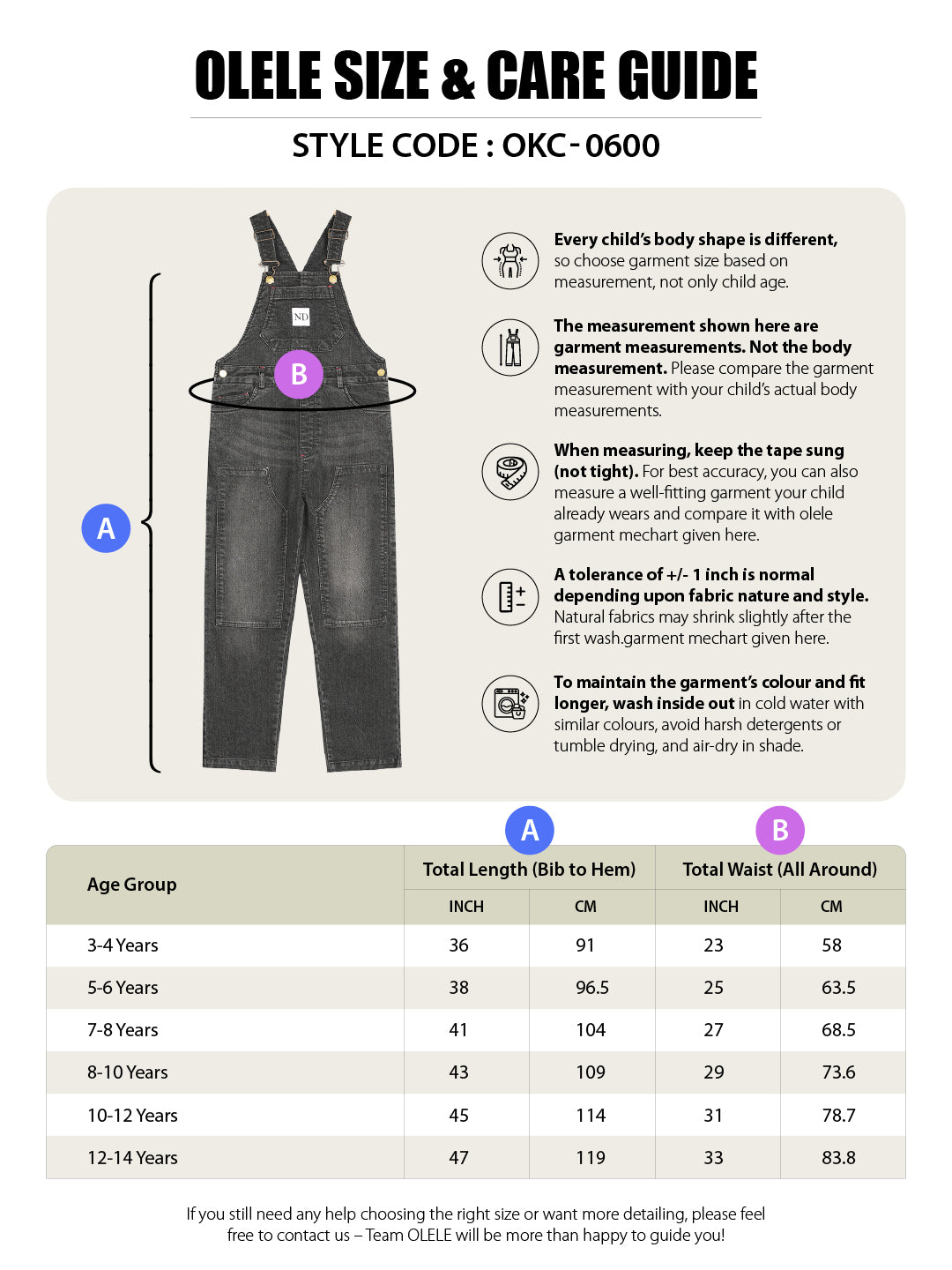 Olele® Boys Cotton Carpenter Denim Dungaree - Light Black