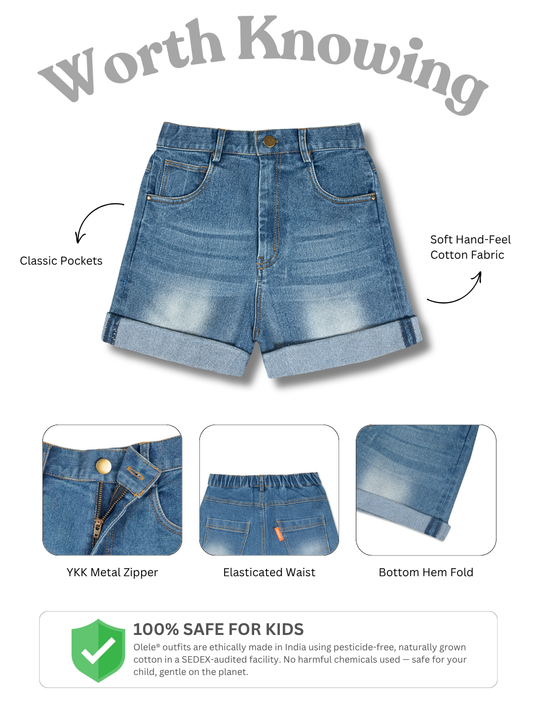 Olele® Girls Cotton Denim Shorts