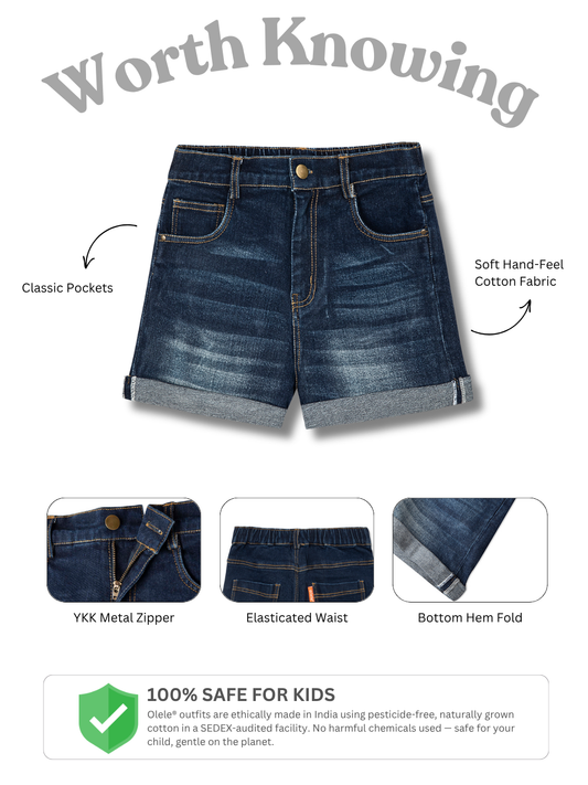 Olele® Girls Cotton Denim Shorts