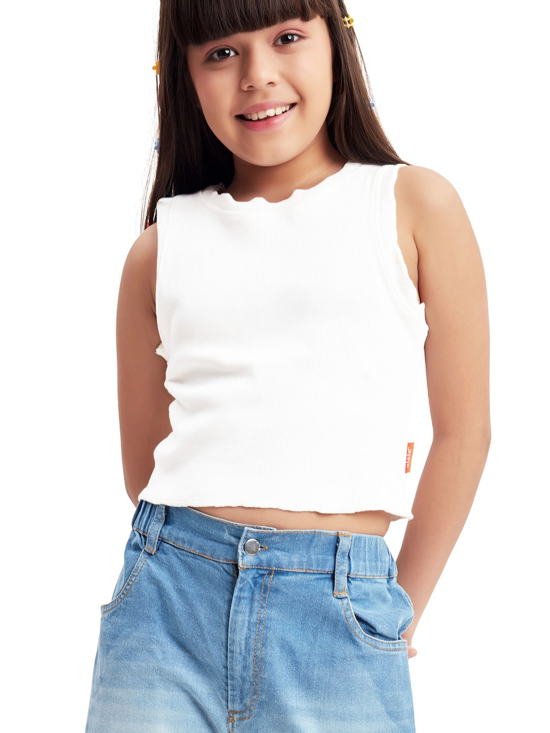 olele korean crop top white cotton