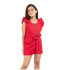 Olele® Girls Rocket Romper - Red Cotton Twill