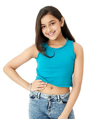 Olele® Girls Cotton Rib Halter Crop Top - Teal