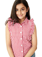 Olele® Regina Ruffle Shirt - Red and White Gingham